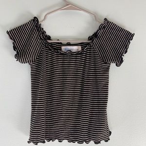 Black and White Striped Off-the-Shoulder Top
